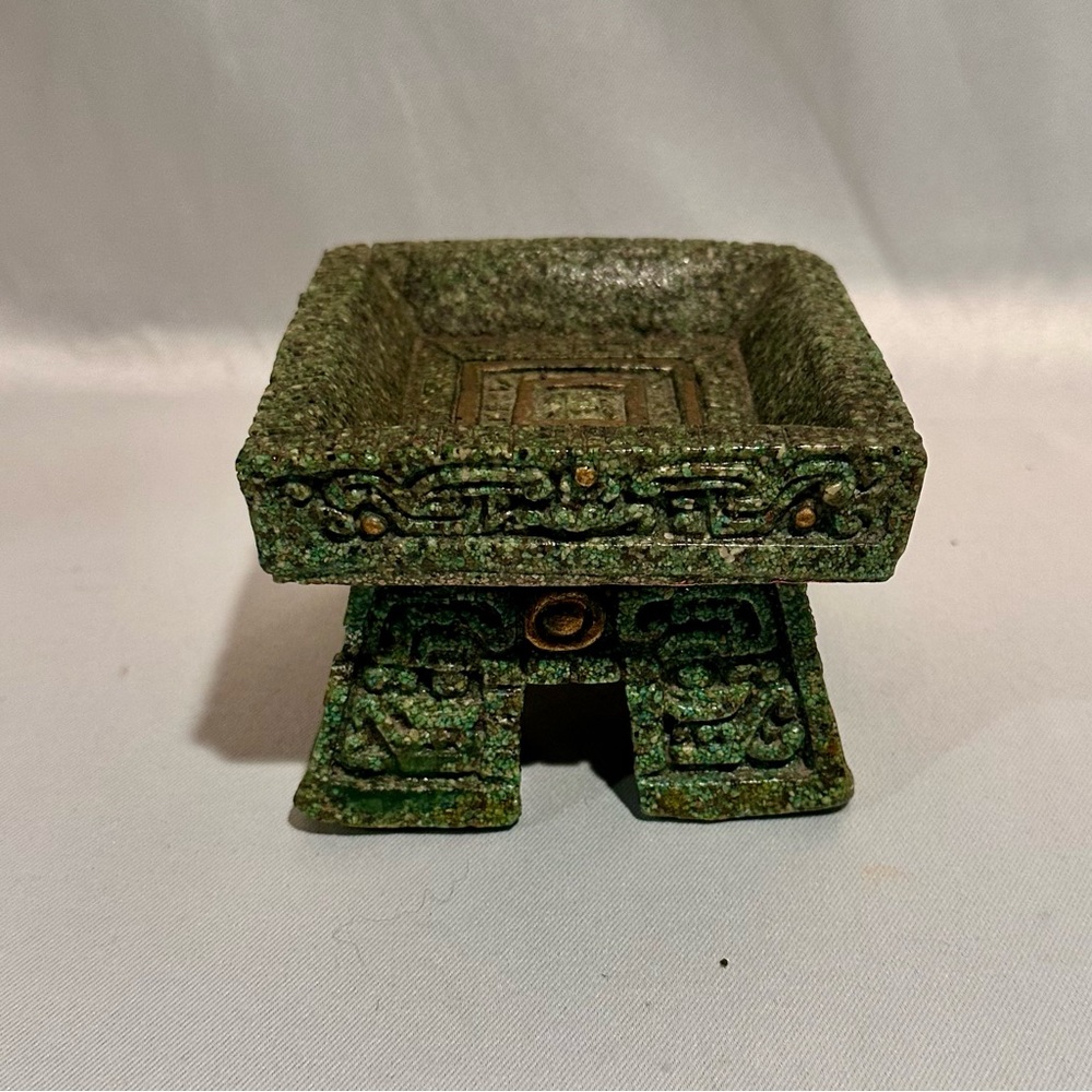 Vintage 50s James Mont Style Asian Modern Green Decorative Resin Candle Holder